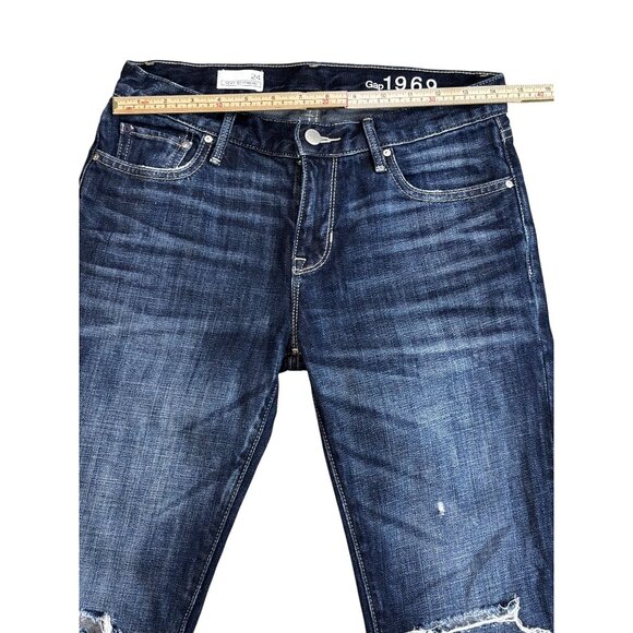 Gap 1969 Sexy Boyfriend Jeans Size 24 Dark Wash Distressed Denim - Picture 10 of 12
